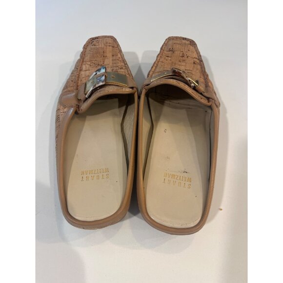 Stuart Weitzman Cork Mules W/ Gold & Tortoise Buckle Detail Womens Size 9M - Picture 4 of 6
